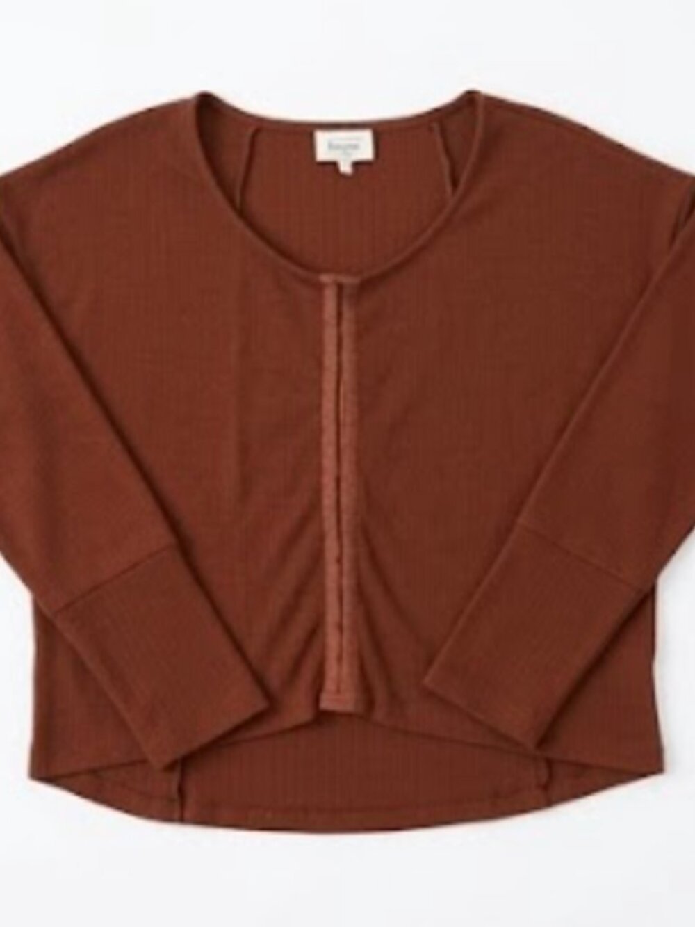 Böhme Rust Ribbed Hook-and-Eye Long Sleeve Top - Size S